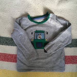Baby Boden Embroidered Tractor Shirt